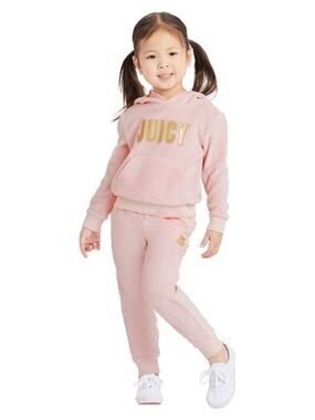 Juicy Couture Hoodie Sweatshirt - Pink velour with Gold Logo - 2T